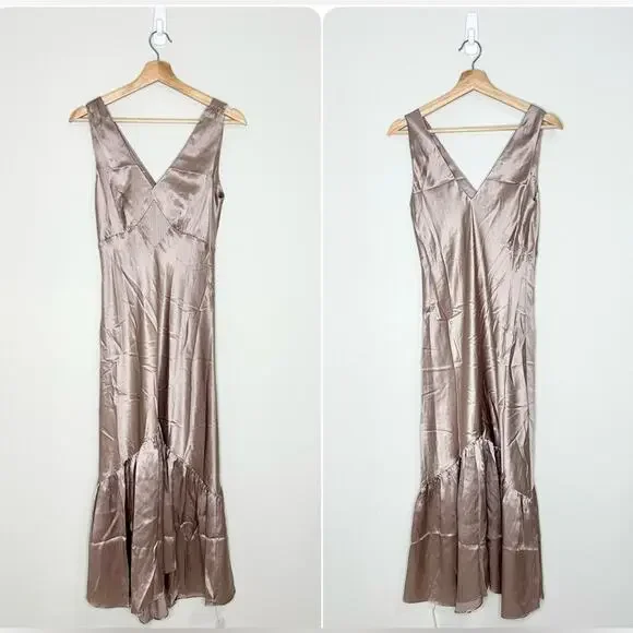 reformation cordia silk dress Reformation Cordia Silk Dress in Brown